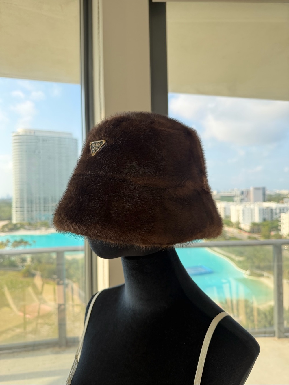 Prada Brown (synthetic) Faux Fur Bucket Hat - one size - new - no tags - Picture 8 of 16